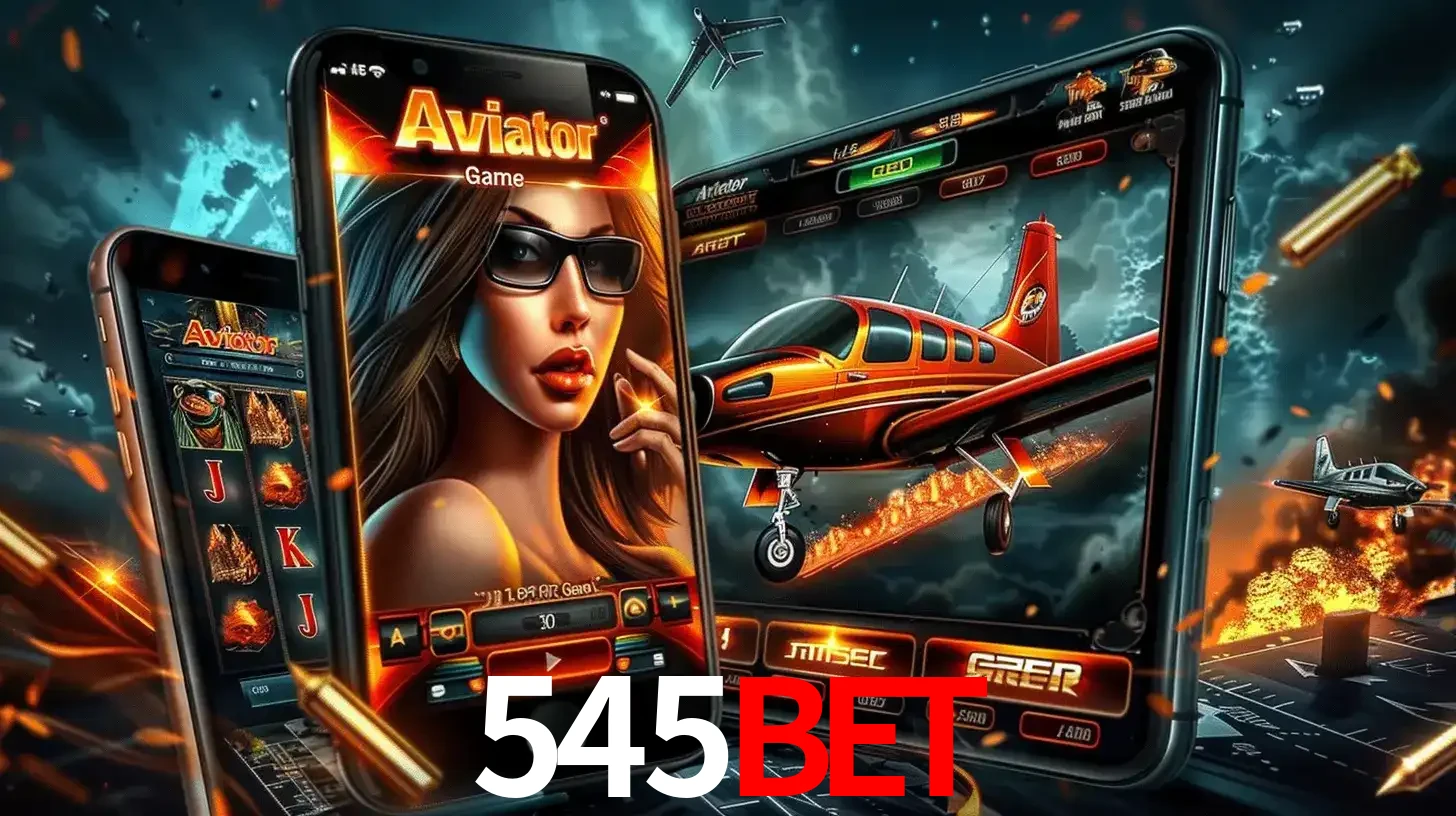 O popular jogo de apostas Aviator exibido em vários celulares e tablets, mostrando a interface emocionante e a ação de voo disponíveis para jogar agora no 545bet.