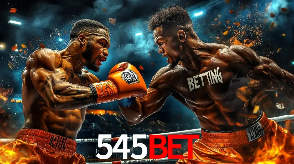 Dois boxeadores em uma luta intensa e explosiva, representando a adrenalina e as oportunidades de apostas em esportes de combate disponíveis na plataforma 545bet.