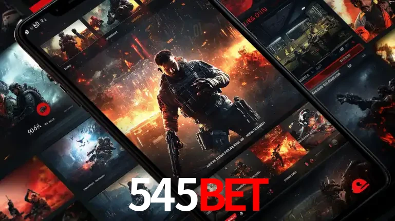 Tela de um celular exibindo uma galeria de jogos de tiro com temática militar, mostrando a variedade de e-sports disponíveis para apostas na plataforma de entretenimento 545bet.