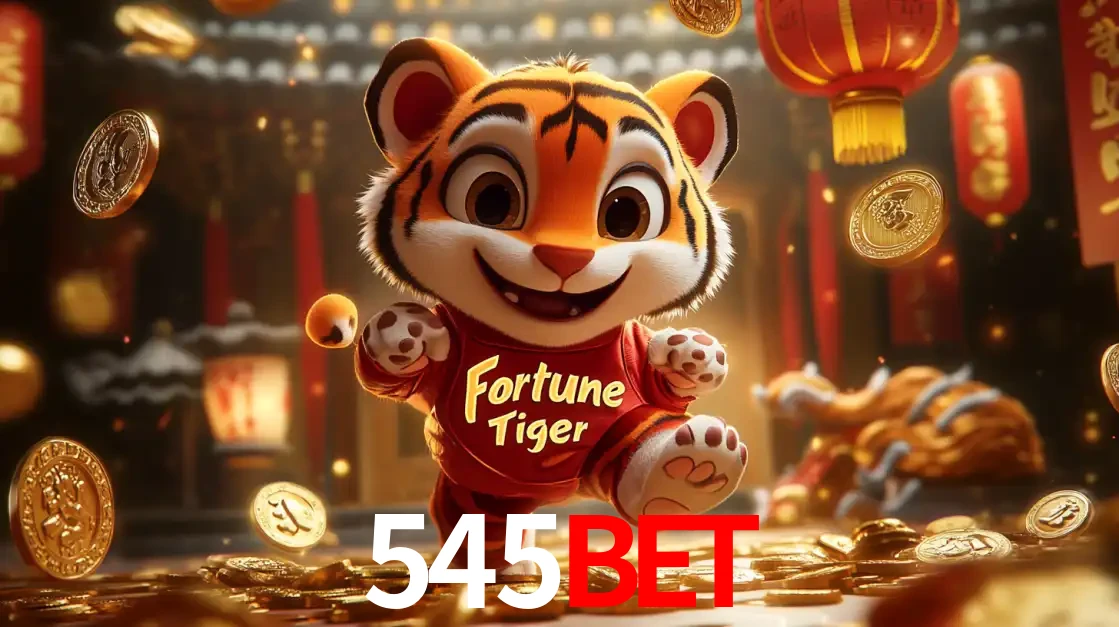 O alegre personagem do Fortune Tiger correndo sobre um caminho de moedas de ouro, simbolizando os grandes prêmios e a diversão do popular jogo de slot do 545bet.